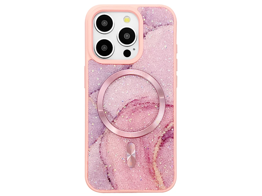 Накладка Crystal Geode MagSafe iPhone 16 Pro Max pink
