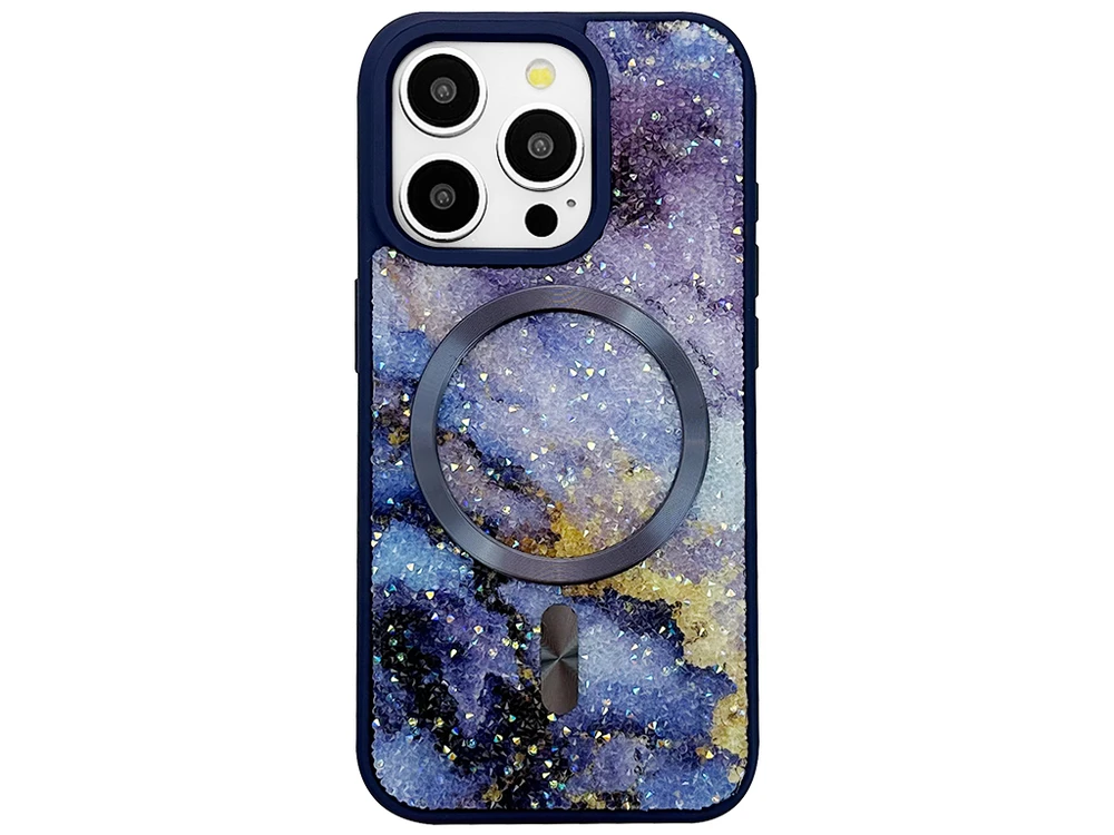 Накладка Crystal Geode MagSafe iPhone 16 Pro Max midnight blue