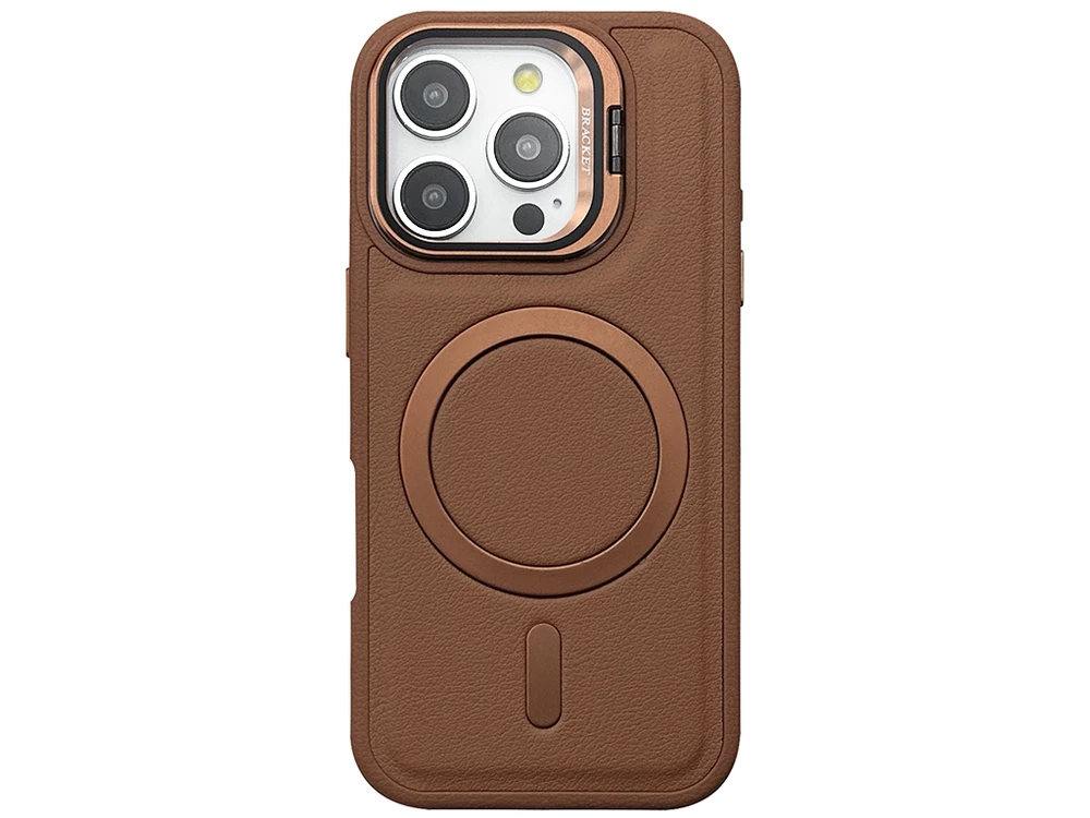 Накладка Leather Bracket Camera Stand MagSafe iPhone 15 Pro Max brown