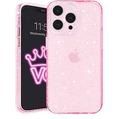Накладка Shiny dust clear iPhone 15 Pro pink