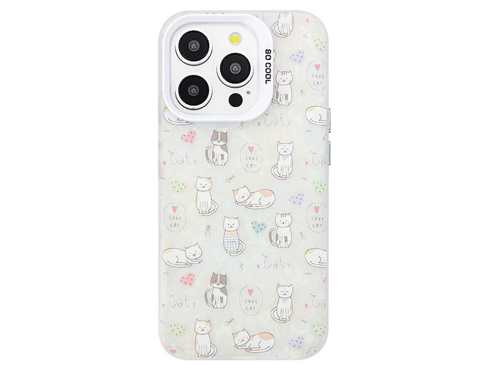 Накладка So Cool Print Glitter Shell iPhone 15 Pro love cat