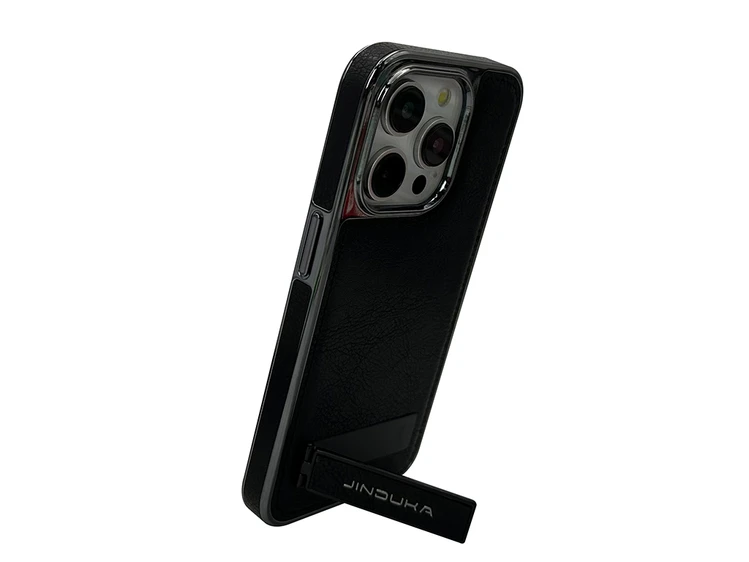 Накладка Jinduka Metal Frame Leather Case iPhone 15 Pro black