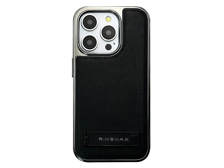 Накладка R.Mbmax Metal Frame Leather Case iPhone 15 Pro black