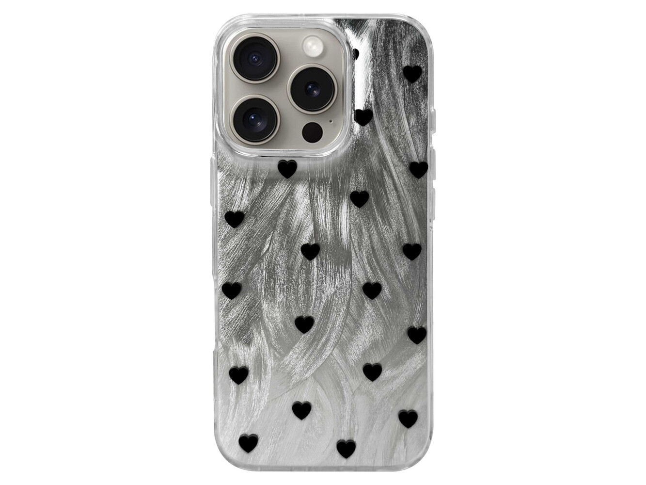 Накладка Paint Stroke Hearts iPhone 13 Pro Max silver