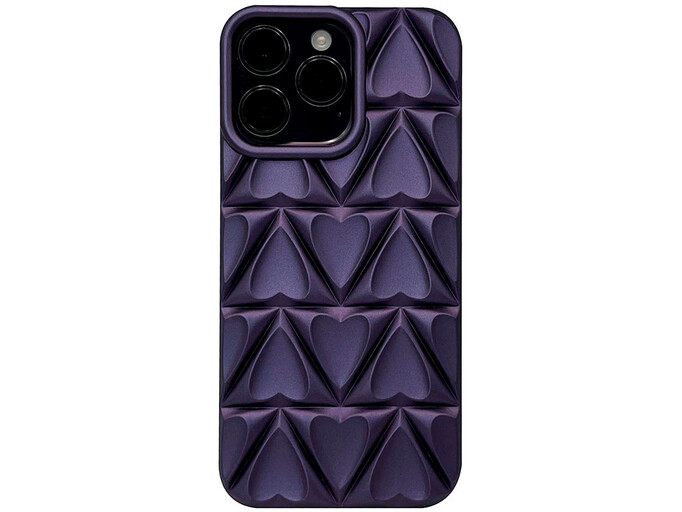 Силікон 3D Heart iPhone 15 Pro Max purple