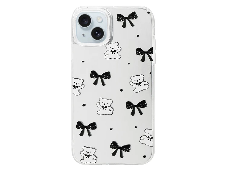 Накладка Paint Stroke Teddy Bears and Bows iPhone 13/14 silver
