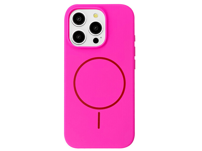 Case soft touch "NO LOGO" MagSafe низ iP 16 Pro (47) hot pink