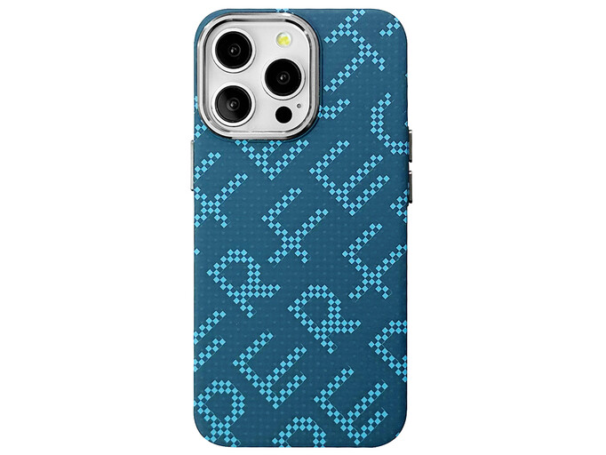 Накладка Elite Carbonique MagSafe Metal Frame iPhone 16 Pro blue perfect