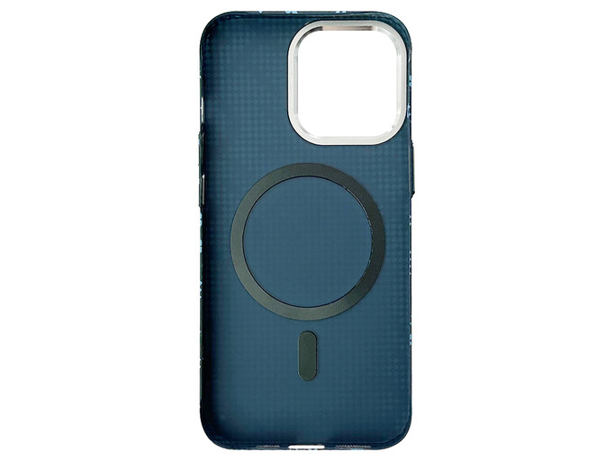 Накладка Elite Carbonique MagSafe Metal Frame iPhone 16 Pro blue perfect
