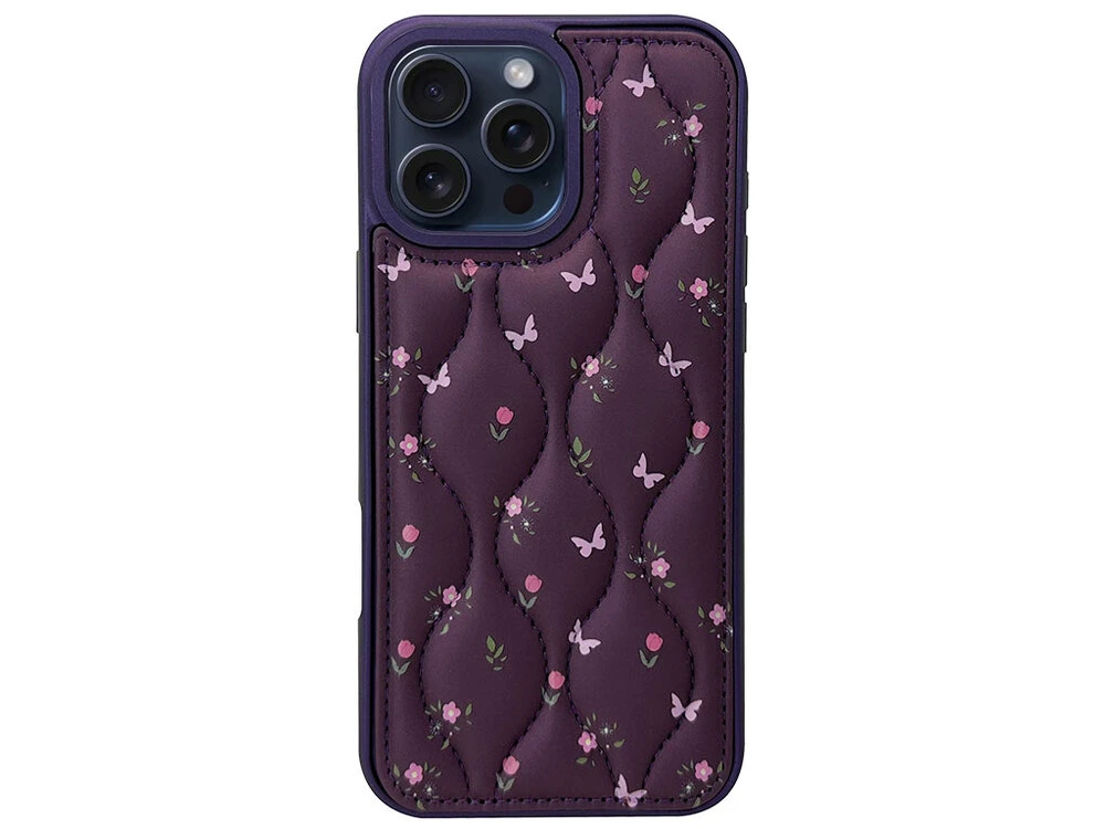 Накладка Leather Material iPhone 16 Pro Max dark purple flower