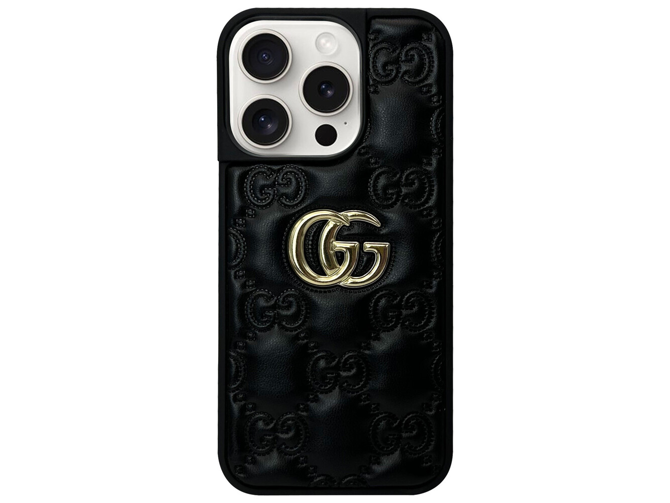 Накладка Leather Puffer iPhone 14 Pro black gucci