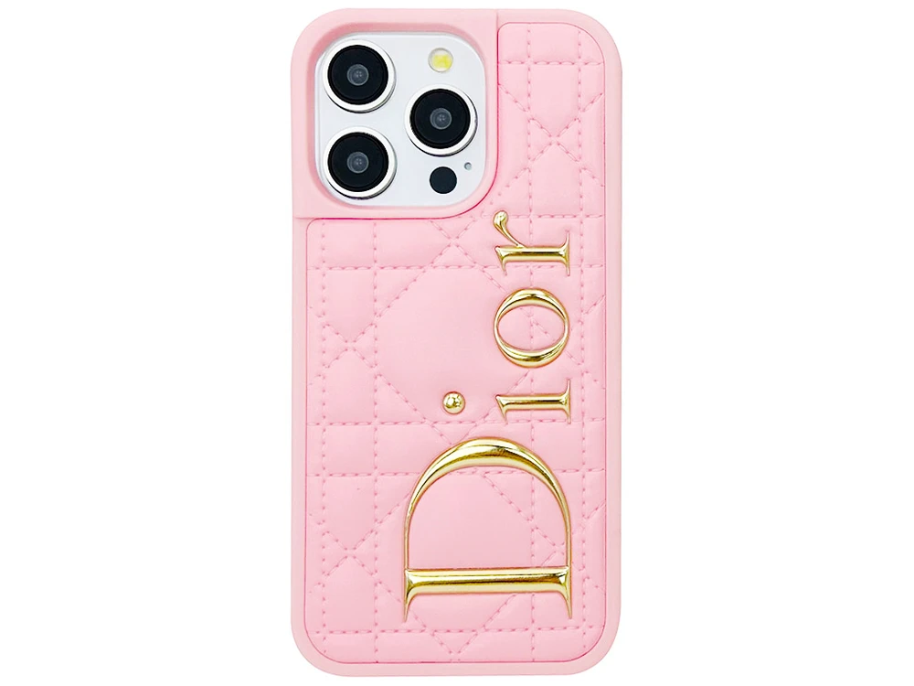 Накладка Leather Puffer iPhone 16 Pro Max pink dior