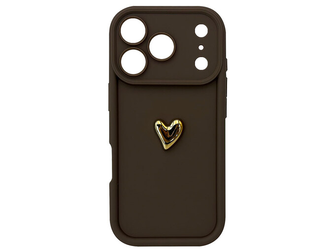 TPU 3D Gold heart Camera iPhone 17 Pro brown