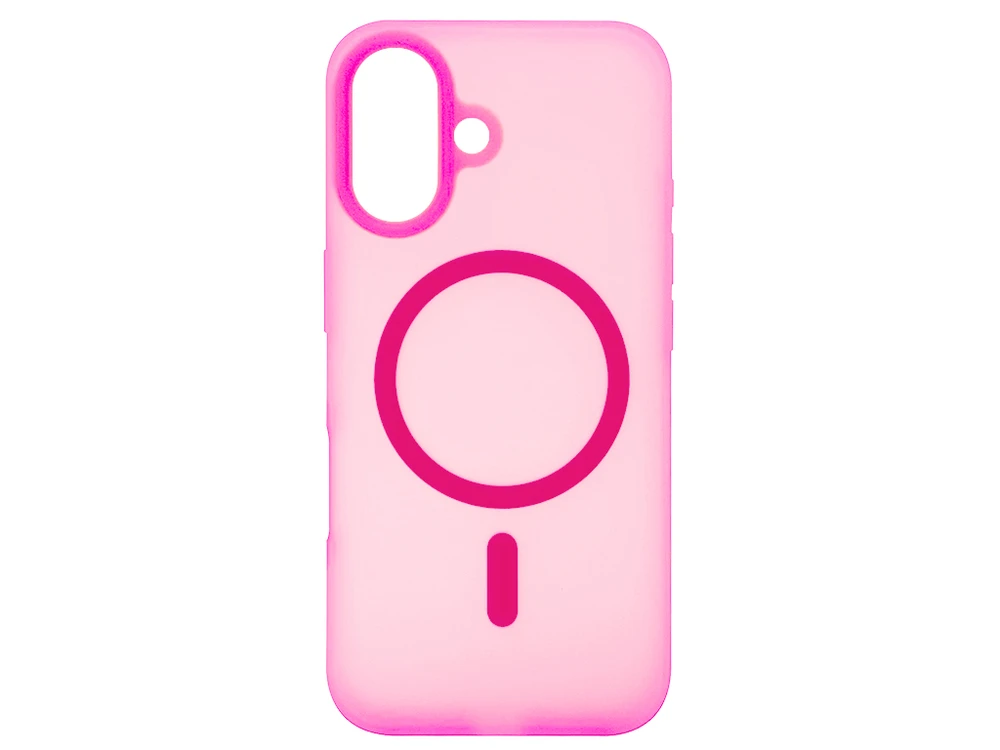 Накладка Silicone Matt MagSafe iPhone 16 hot pink