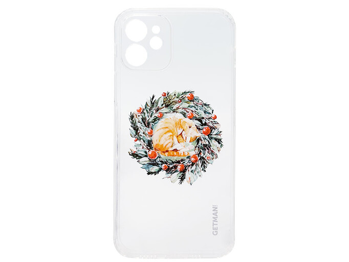 Накладка силікон Print iPhone 12 Christmas wreath clear