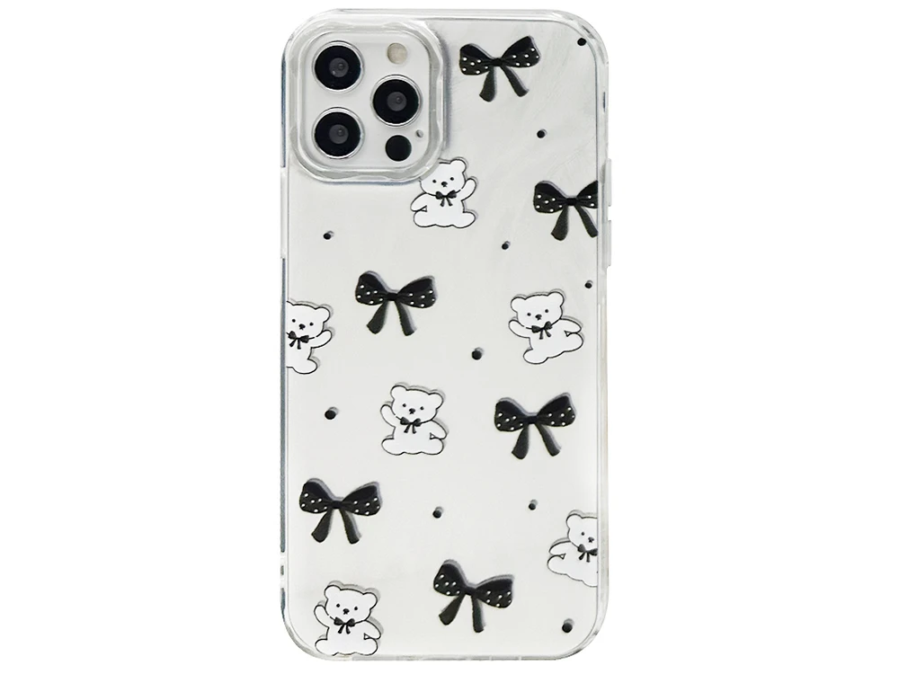 Накладка Paint Stroke Teddy Bears and Bows iPhone 12/12 Pro silver