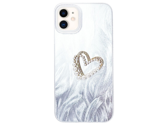 Накладка 3D Heart Diamond Paint Stroke iPhone 11 silver