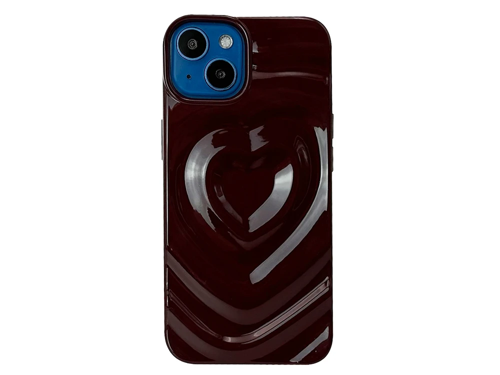 Накладка 3D Heart Glow Case iPhone 13/14 burgundy