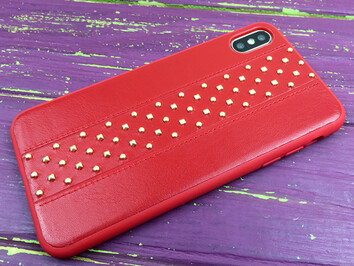 Накладка Leather metal iPhone Xs Max Red