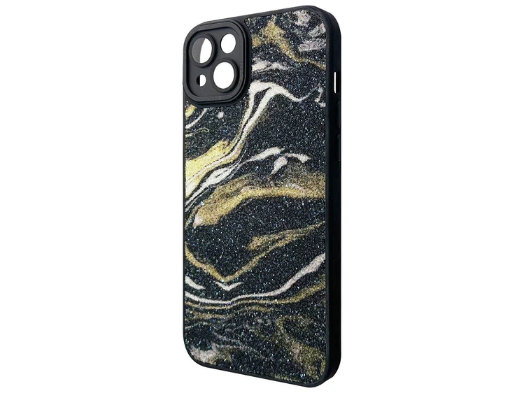Накладка Glitter Marble NEW disign iPhone 14+ black