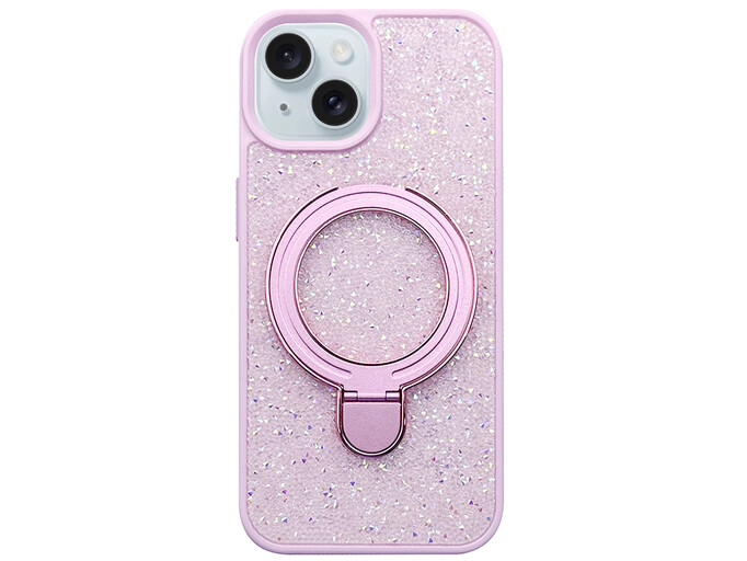 Swarovski Grainy Diamonds MagSafe + Ring iPhone 13/14 pink