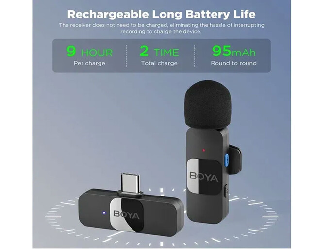 Петличный микрофон Wireles Boya V10 Type-C 1 mic black