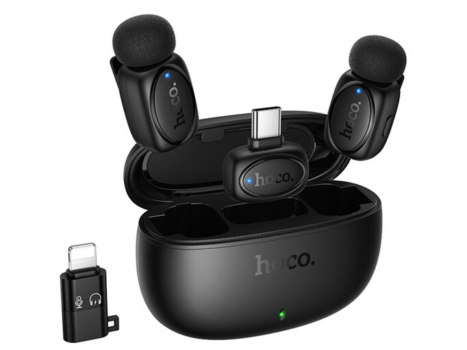 Петличний мікрофон Wireles Hoco L19 Type-C/Lighting black