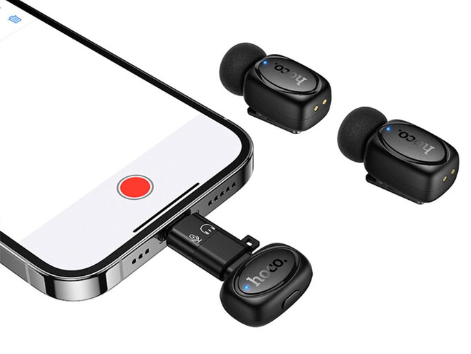 Петличний мікрофон Wireles Hoco L19 Type-C/Lighting black