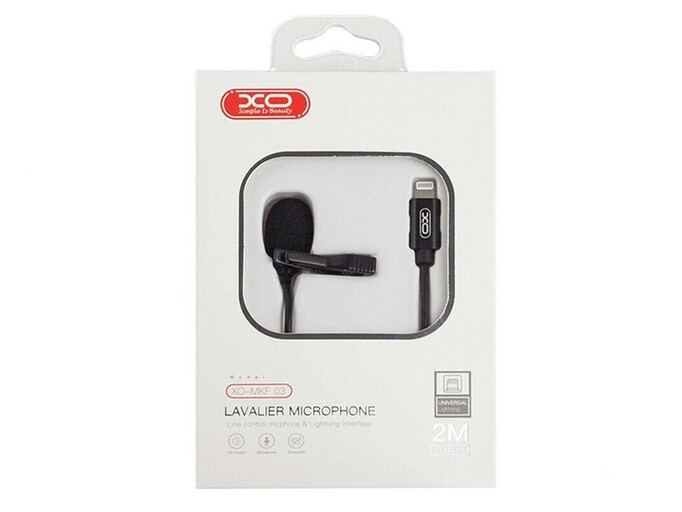 Петличный микрофон XO MKF03 Lightning (2m) black