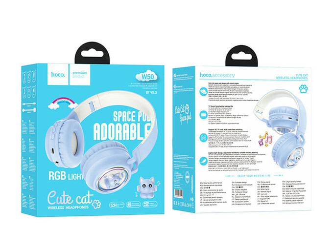 Наушники HOCO W50 CUTE CAT Wireless Blue