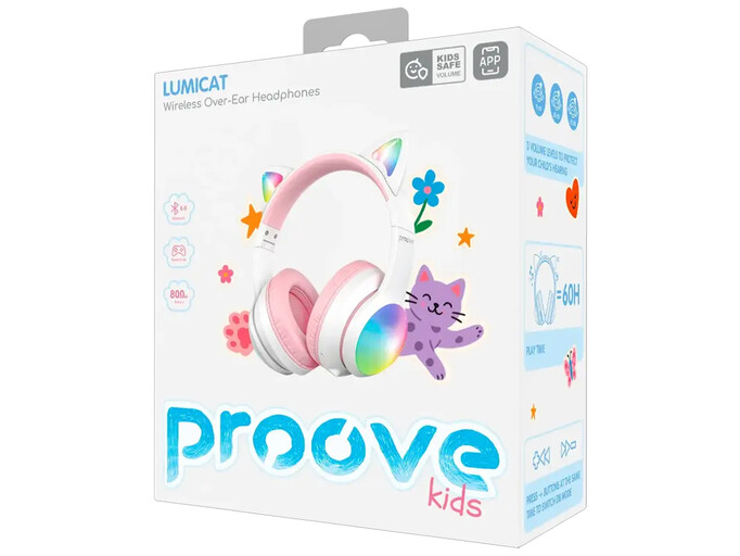 Навушники Proove Kids LumiCat Wireless white/pink