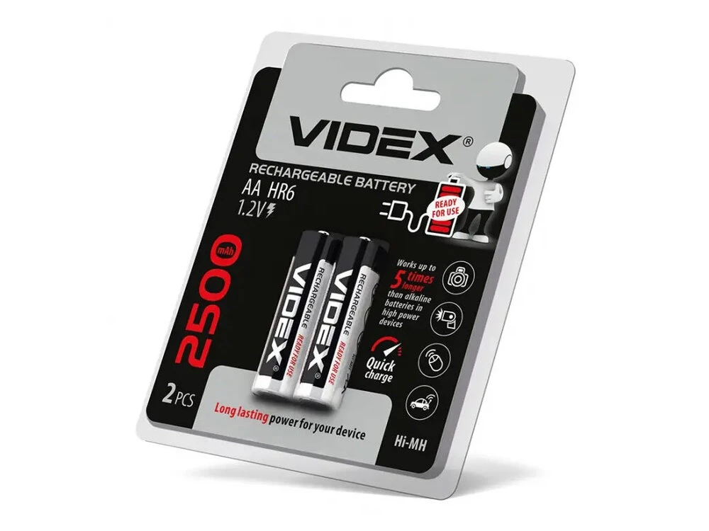 Акумуляторні батарейки VIDEX R6 2500mAh 2 pcs