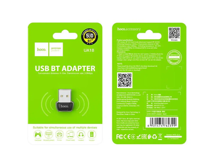 Bluetooth Adapter Hoco UA18 black