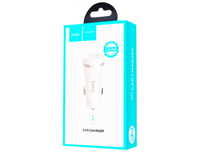 АЗП Hoco Z27 Staunch 2USB/2.4A + кабель Lightning white