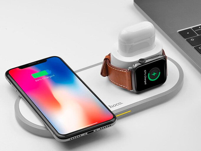 Wireless Charger Hoco CW21 3in1 white