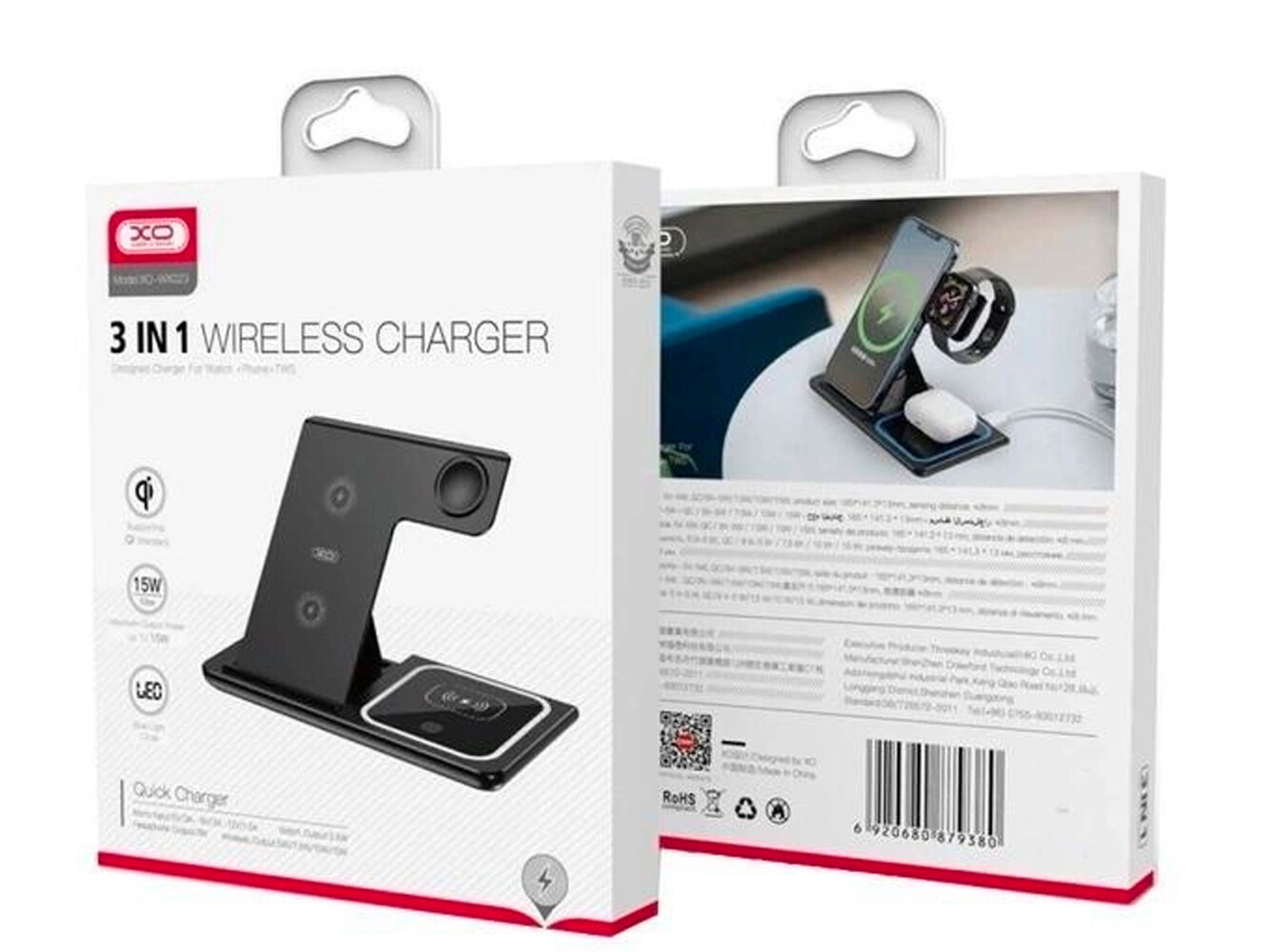 Wireless Charger XO WX023 3in1 15W black