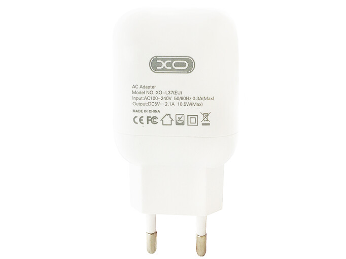 МЗП XO L37 2в1 1USB/2.1A + кабель Lightning white