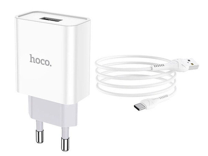 МЗП HOCO C81A 1USB/2.1A + кабель Type-C white