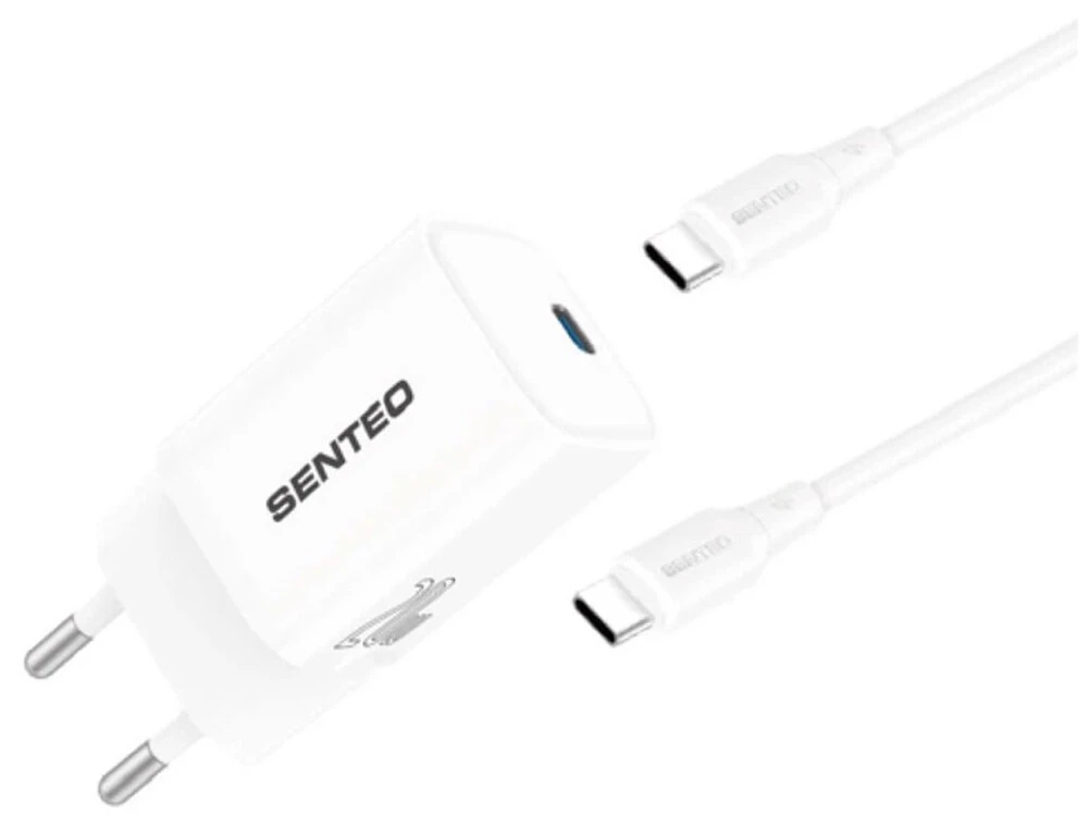 МЗП Senteo S-06C 1Type-C + кабель Type-C-Type-C 20W white