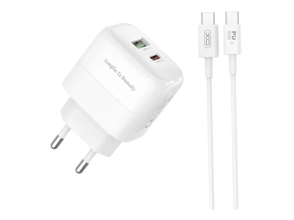 МЗП XO L137 1USB/1Type-C/20W/QC3.0 + кабель Type-C Type-C white