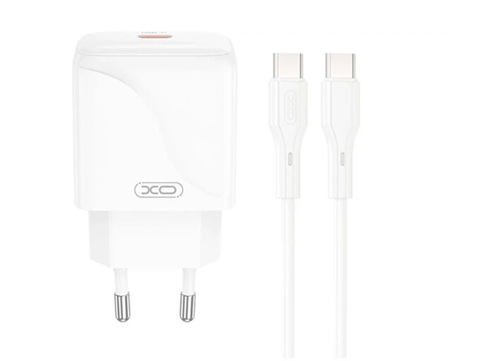 МЗП XO L141 1Type-C + кабель Type-C to Type-C 20W white