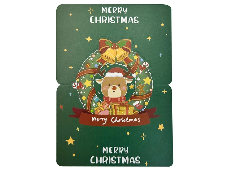 Листівка Новорічна + Envelope Merry Christmas Wreath with a Deer