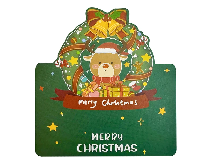 Листівка Новорічна + Envelope Merry Christmas Wreath with a Deer