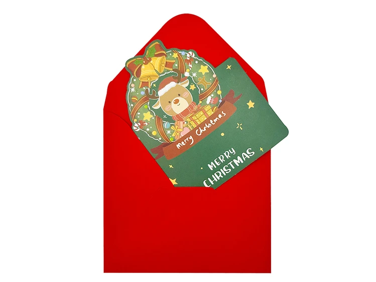 Листівка Новорічна + Envelope Merry Christmas Wreath with a Deer