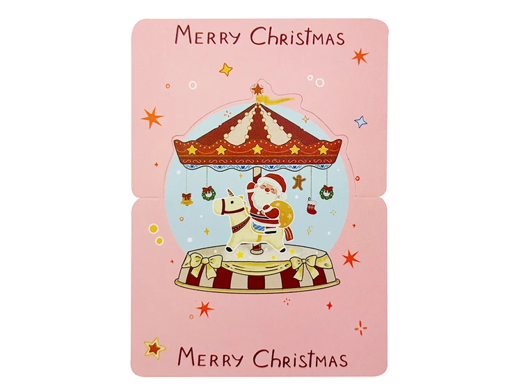 Листівка Новорічна + Envelope Merry Christmas Carousel