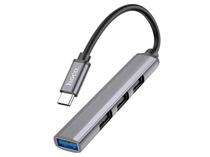 USB 3.0 HUB Hoco HB26 4in1 Type-C to USB3.0+USB2.0*3 (0.13m) gray
