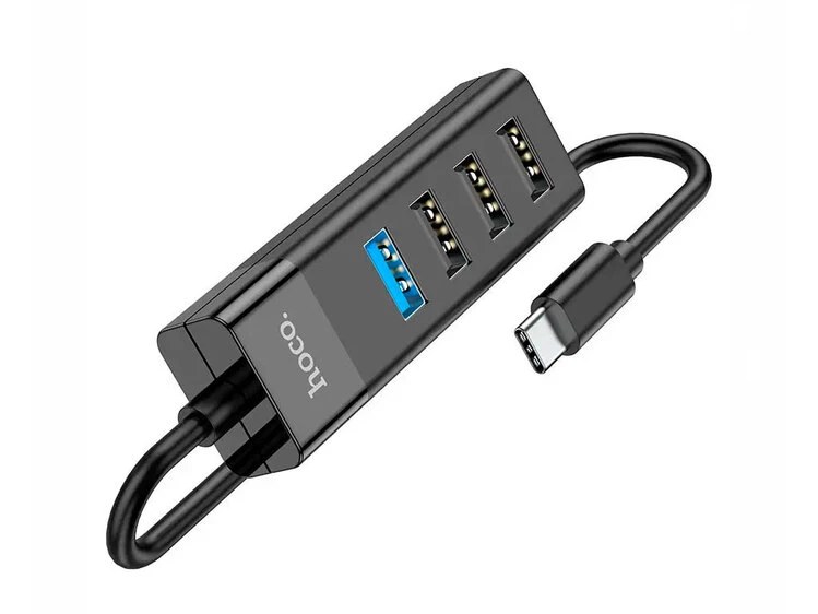 USB 3.0 HUB Hoco HB25 4 in1 Type-C to USB3.0+USB2.0*3 (0.25m) black