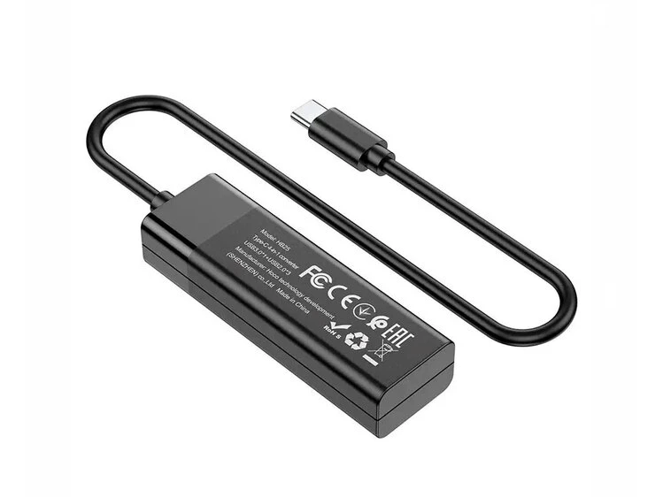 USB 3.0 HUB Hoco HB25 4 in1 Type-C to USB3.0+USB2.0*3 (0.25m) black
