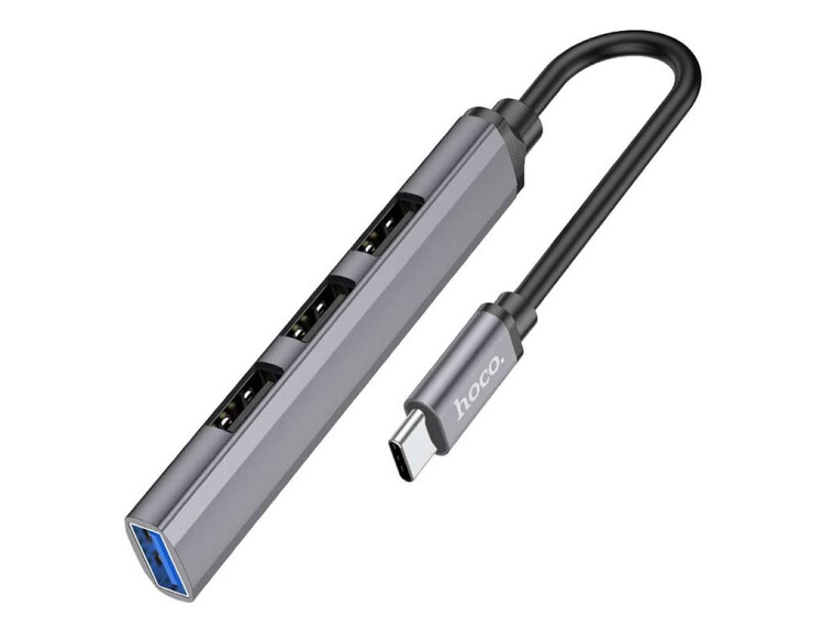 Type-C 3.0 HUB Hoco HB26 4in1 Type-C to USB3.0+USB2.0*3 (0.13m) gray