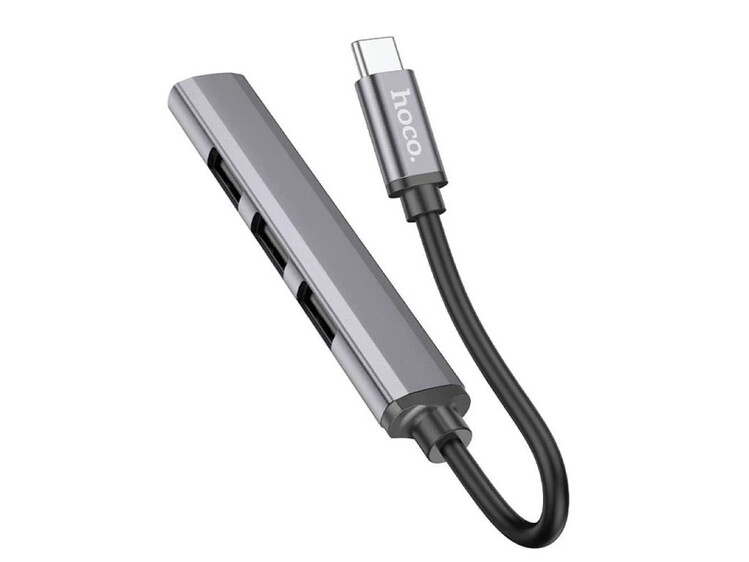 Type-C 3.0 HUB Hoco HB26 4in1 Type-C to USB3.0+USB2.0*3 (0.13m) gray